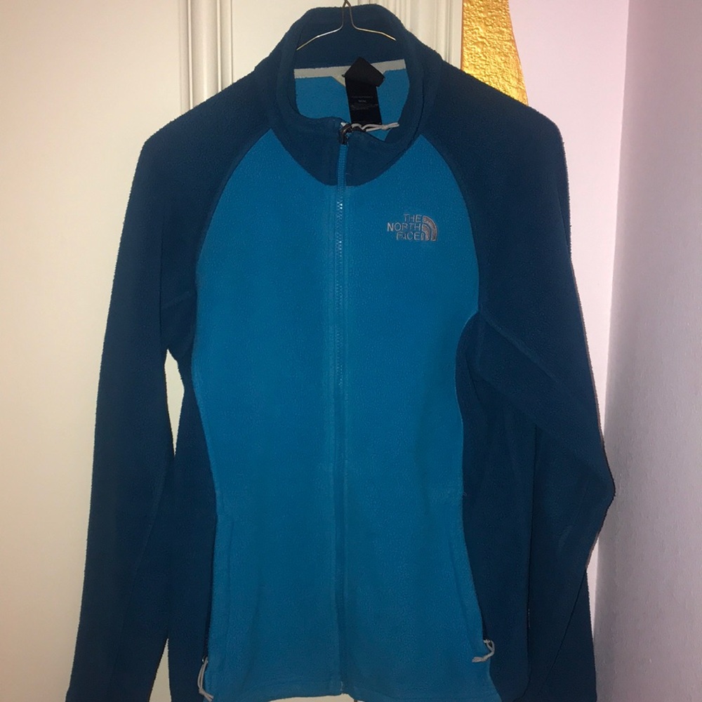 gentky worn colorblock north face fleece jacket